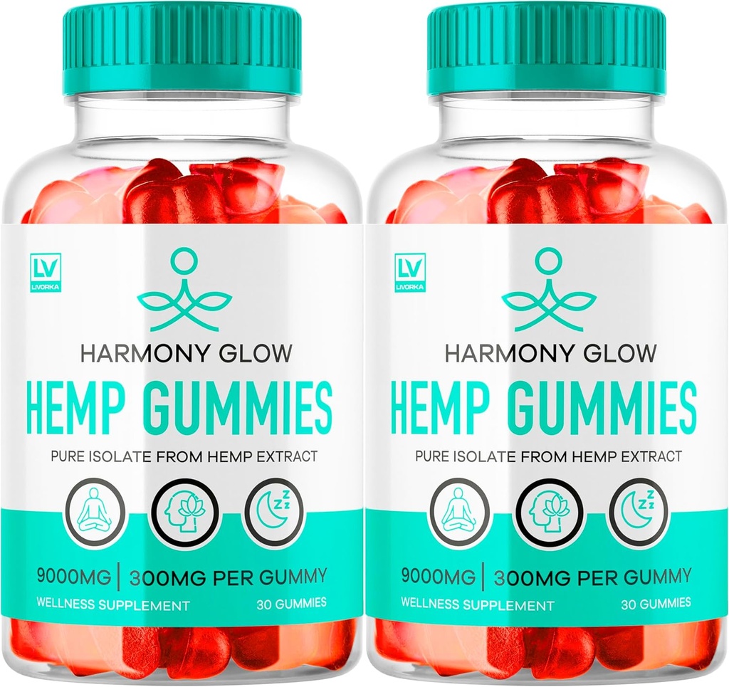 (2 Pack) Harmony Glow Gummies, Harmony Glow Gummy, Harmony Glow dodatek, Harmony Glow přírodní Hemp, Harmony Gump Gummies, Harmony Glow Multivitamin Gummys, 60 Gummies pro 2 měsíce