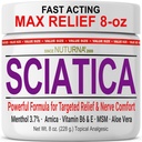 Sciatica Nerve Cream - Maximální síla Comfort Cream for Feet, Hands, Nohs, Toes, Back - Natural Ultra Strength Arnica, MSM, Menthol, Soothing Comfort, Large 8 Oz
