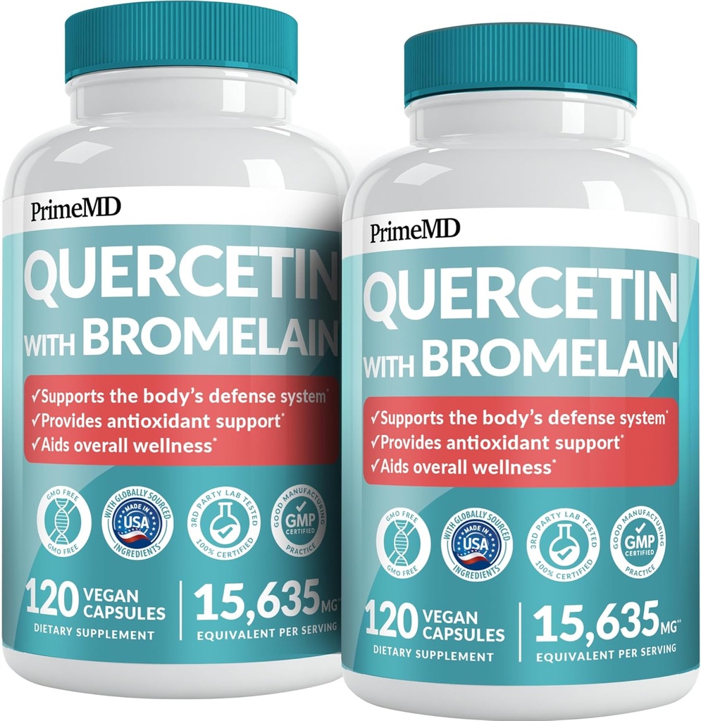 28- in-1 Quercetin s doplňkem Bromelain - Quercetin 500mg Kapsle pro denní podporu imunitní obrany - Quercetin s vitaminem C a zinkem pro dospělé obohacené vitaminem D (120 ct, balení po 2)