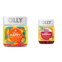 OLLY Hello Happy Gummy Worms, Mood Balance Support, Vitamin D, Saffron, Dospělý Žvýkací doplněk & Extra Síla Daily Energy Gummy, Caffeine Free, 1000mcg Vitamin B12, CoQ10, Goji Berry