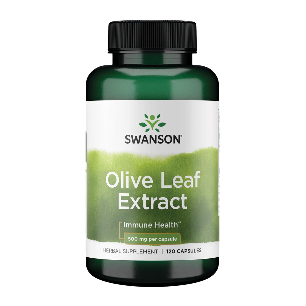 Swanson Olive Leaf Extract Kapsle s 20% Oleuropein - Poskytuje imunitní podporu, podporuje kardiovaskulární systém zdraví a podporuje zdravý krevní tlak - (120 Kapsle, 500mg každý)