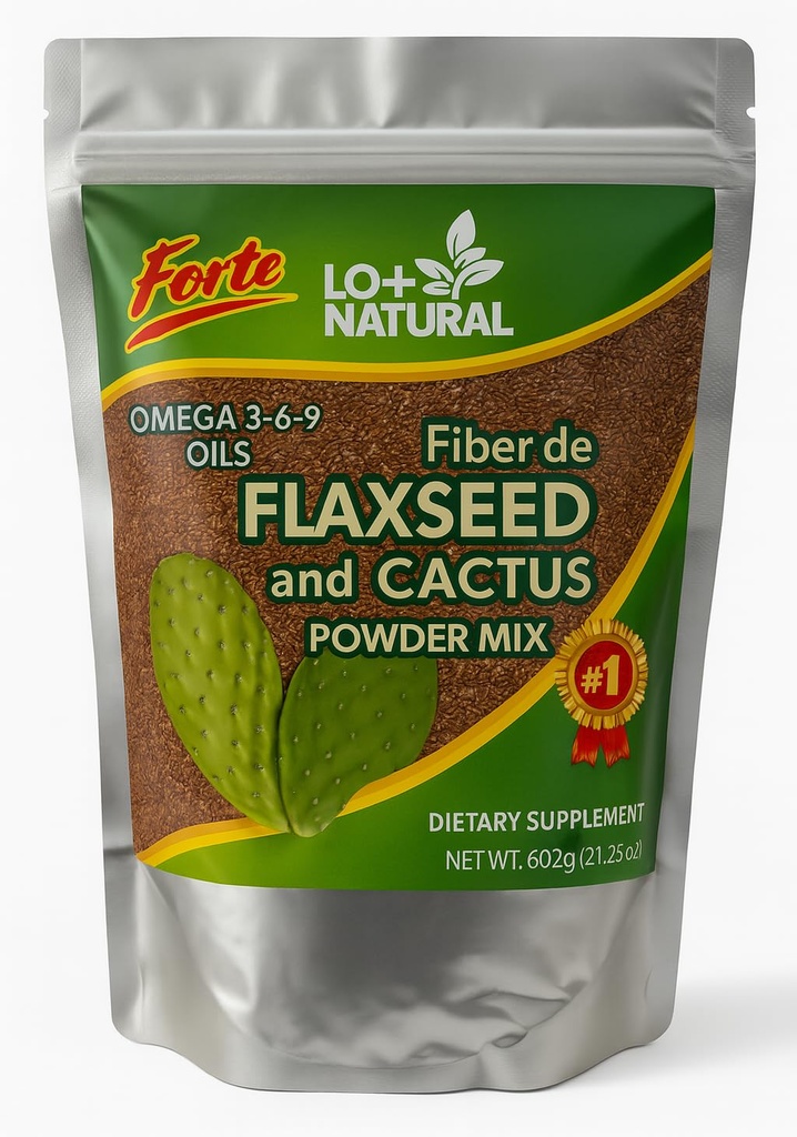 Linaza con Nopal Forte - 8 oz - 100% přírodní flaxseed & Nopal Cactus Powder - Fiber- Rich Digestive Supplementary - Ground Blend Dieter Supplement - Vegan & Non- GMO