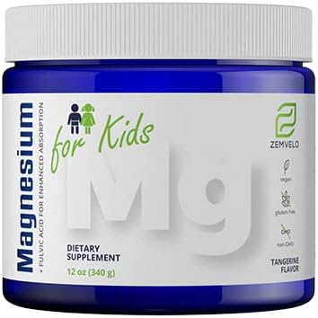 Tangerine Flavor Magnesium Prášek dodatek pro děti 124; Doplňky pro děti 124; Růst a vývoj 124; Vyvážená nálada 124; Podpora spánku 124; Hořčík pro děti 124; Jen přidat vodu