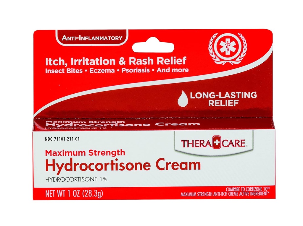 Thera Care Hydrokortizon Cream 124; Maximální síla OTC 124; Itch Irritation and Rash Relief OF 124; 1 oz
