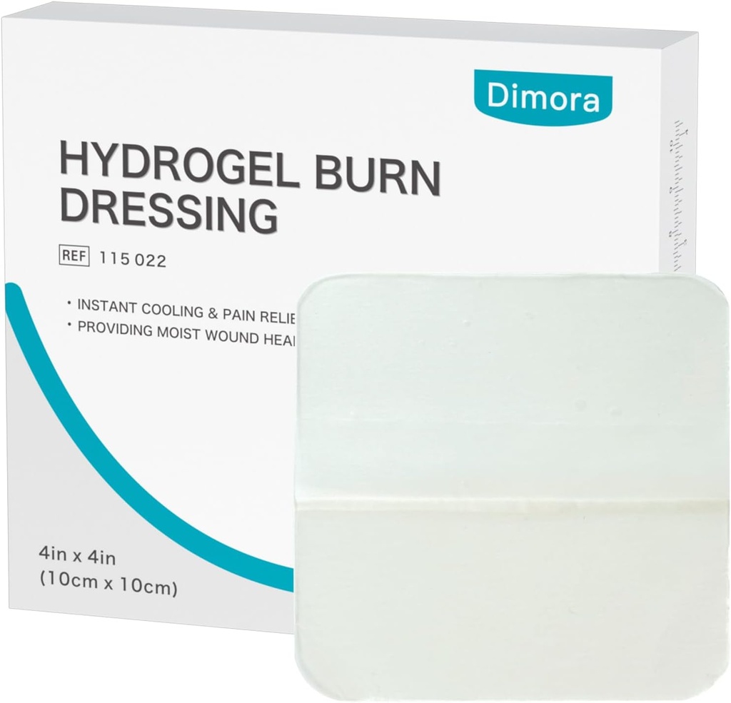 Dimora Hydrogel Burn Dressing 4 "x 4" - popáleniny a zranění Dressing okamžité chlazení Relief pro drobné Burns & Wounds, Soothing Moist Burn Pads pro 1st- 2nd Study Burns, Cuts, Abrasions (10 Počet)