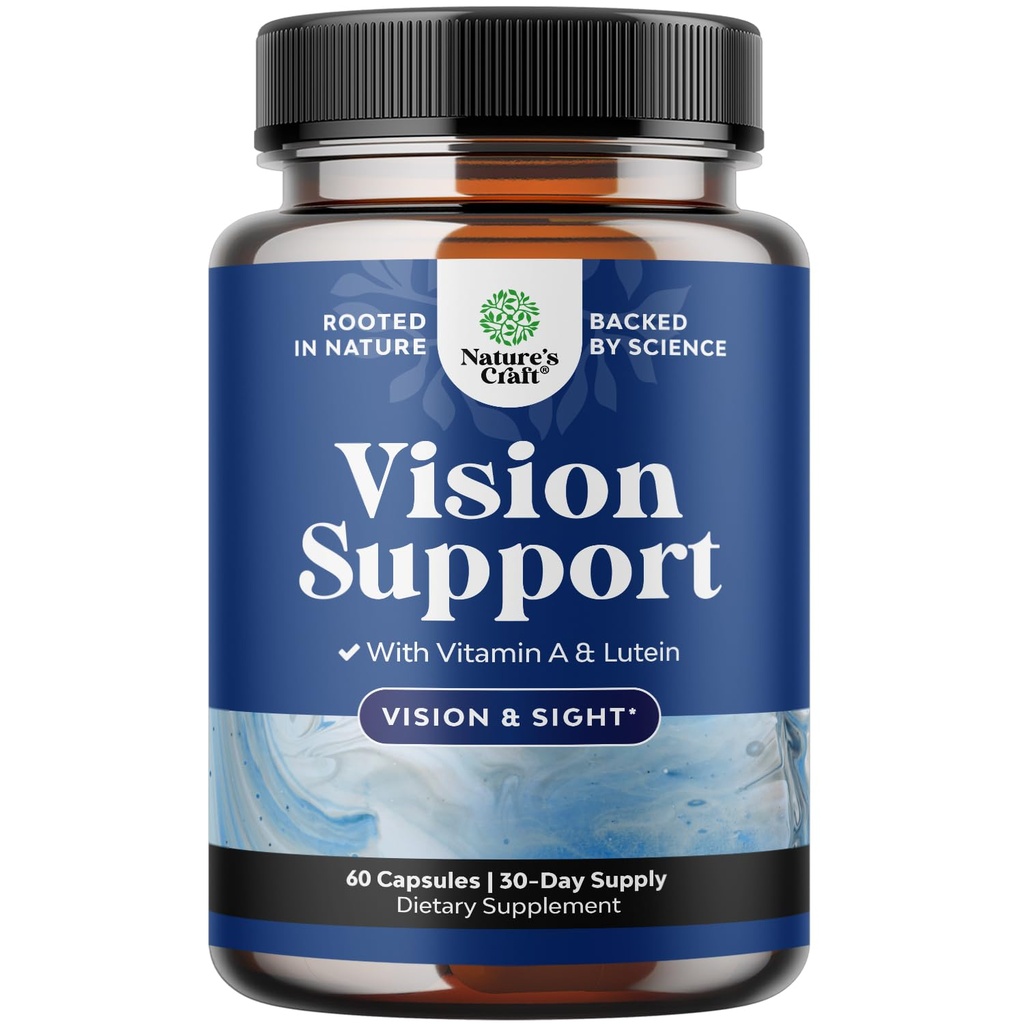 Kompletní doplněk pro zdraví očí pro dospělé - Lutein 20mg per Serving Eye Vitamíny pro vidění Suché oči tlak a modrá světelná ochrana - Doplněk Dospělí s Beta karotene oči