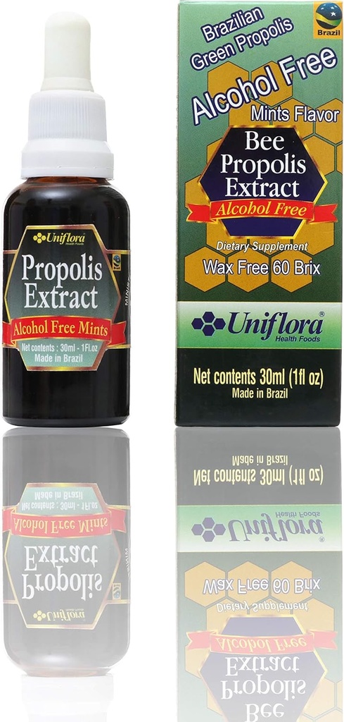Uniflora Brazilská Zelená Bee Propolis - 60 Brix - Liquid Extract - Mint Flavor - 30 ml