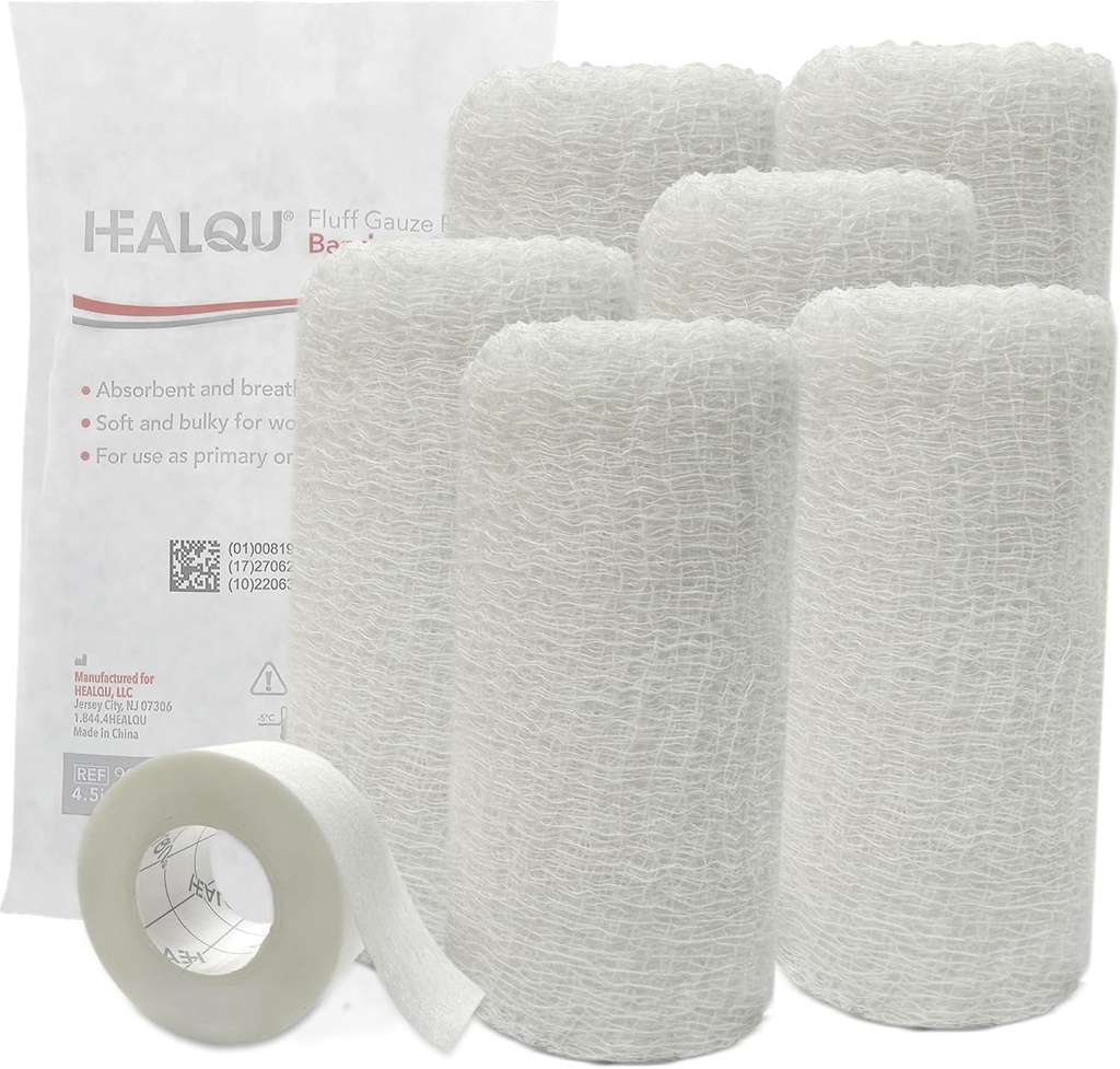 Kerlix Gauze Bandage Rolls - 4 1 / 2 in x 4.1 Yds, 6 Ply - 6 Single Sterile Pocuhes- Extra Absorbency - Latex Free, Hospital Grade Cotton Fluff Bandage Wrap Krinkle Style - pro Wound Care & First Aid