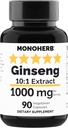 MONOHERB Ginseng Extract 1000 mg - 90 Vegetariánských tobolek