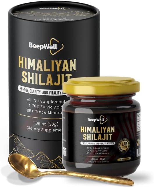 Generic BeepWell Shilajit Resin - Pure Organic Himalayan Shilajit Natural Resin Men Chilajil 70% Fulvic Acid 85 + Trace Minerals 60 Servings 1.06 oz