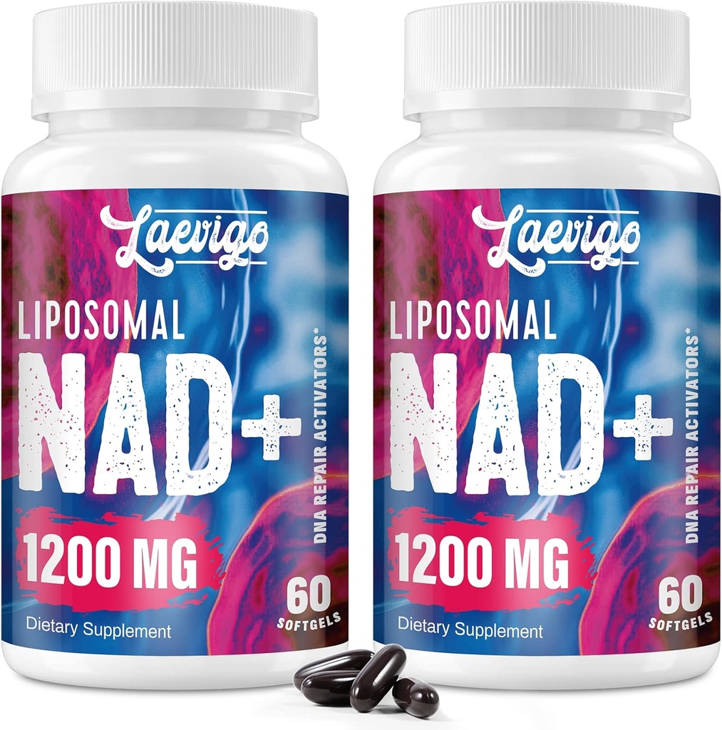 Lipozomální NAD + dodatek 1200mg Vysoká absorpce, Buněčná energie a mitochondriální podpora, NAD Plus pro dlouhověkost a vitalitu, Anti- Aging Formule, 120 Softgels
