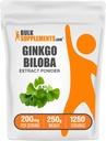 BulkSupplements.com Ginkgo Biloba Extract Powder - from Ginkgo Biloba Leaf, Antioxidant Source, Herbal Supplement - Gluten Free, 200mg per Serving, 250g (8.8 oz) (Balení po 1)