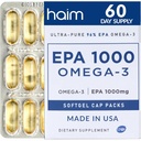HAIM EPA1000 - High- Potency EPA Fish Oil Supplement - 1,100mg Omega33 pro srdce, mozek a společné zdraví - Farmaceutické-Stupeň Softgels - Čisté, bezproblémové Kapsle - 60 Softgels - Made in USA