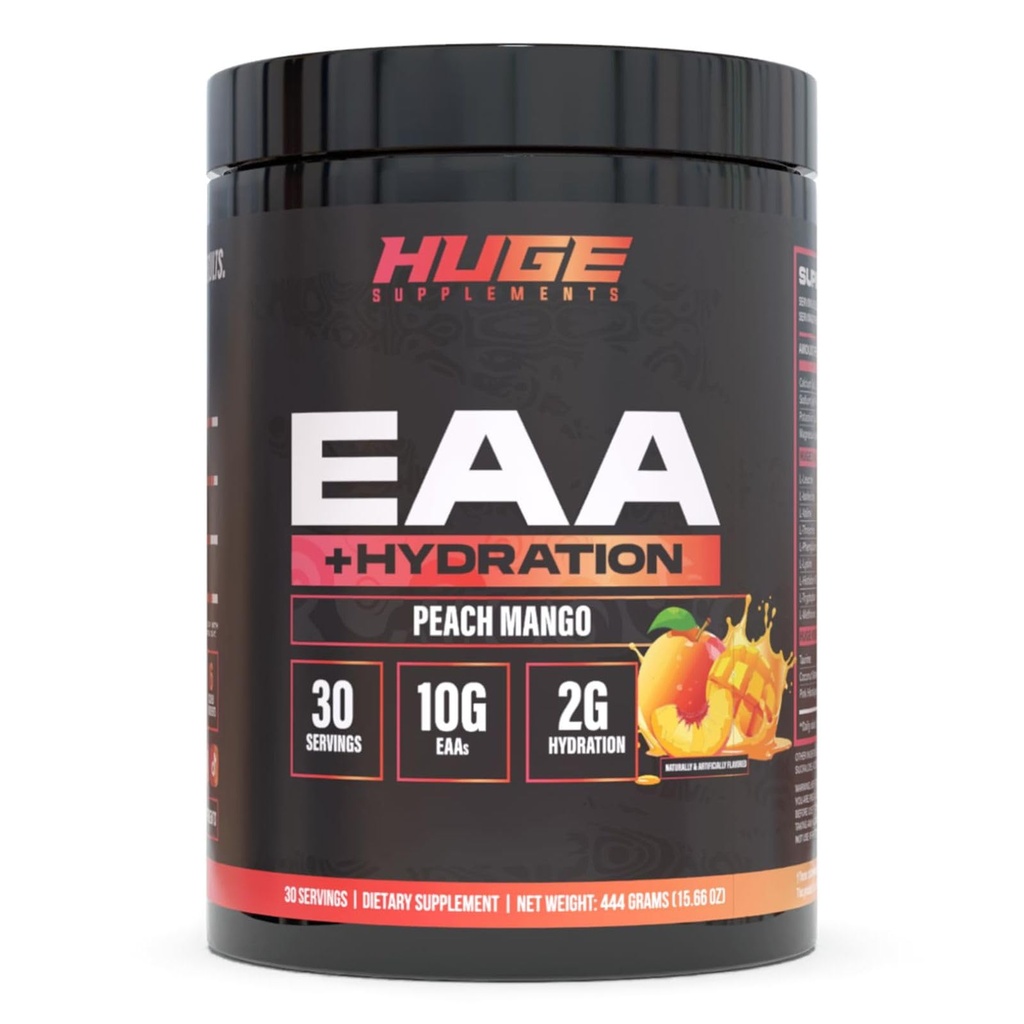 Obrovský EAA dodatek, Nejvyšší dávkování esenciální aminokyseliny prášek, 12.8g EAA & 8g BCAA per serving, Muscle Growth, Recovery a výkon (Peach Mango)