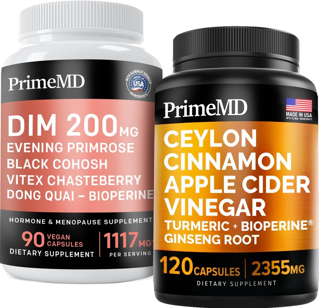 Ceylon Skořice (1pk) a Menopauza Podpora (1pk) Doplněk Bundle - Potentní vitamíny pro srdce, metabolismus, hormon, a imunitní podpora - Non- GMO, Vegan, gluten- zdarma