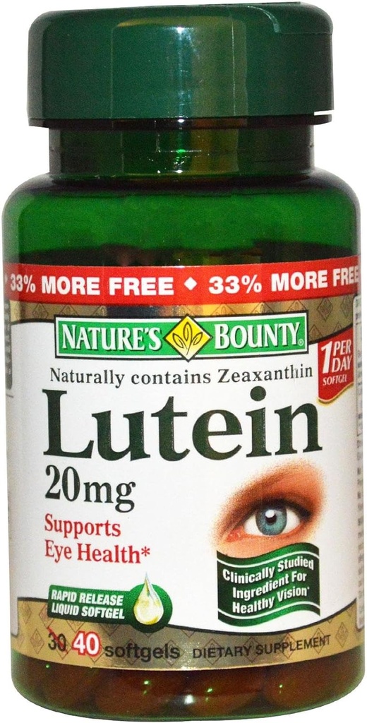 Příroda 's Bounty Lutein 20mg, 40 Softgels (Balení po 2)
