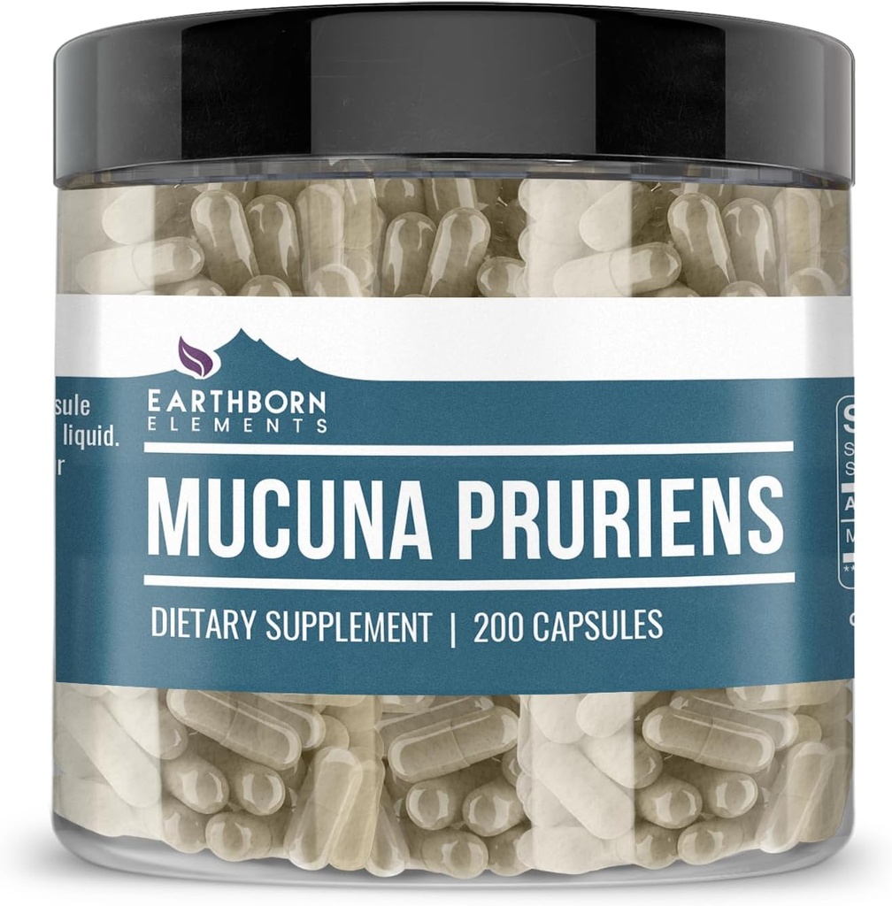 Pozemské prvky Mucuna Pruriens Extract, 200 Kapsle, Žádné přísady nebo Fillers