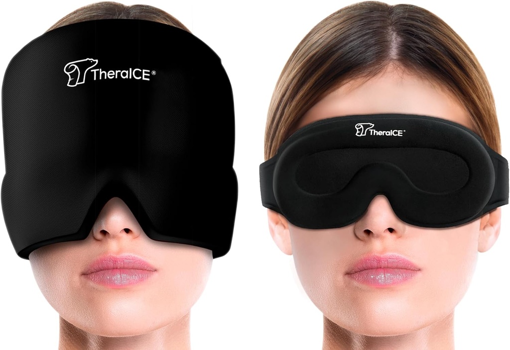 TeraICE Migréna Bolest hlavy Relief Cap, Hot & Cold Terapie Klobouk, Migréna Relief Cap, Cool Gel hlava Wrap, Bolest hlavy Cap Ice Pack Maska + TeraICE Chlazení Gel Relief Spací maska