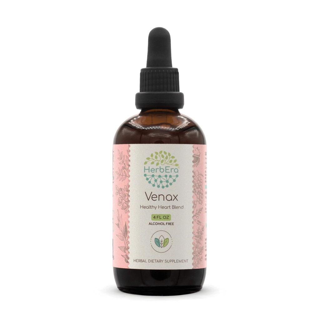 HerbEra Venax B120 Alcohol- Free Extract Tinkture, Koncentrované tekuté kapky: Řezníkový kořen, Koňský kaštan Nut, Rosemary Leaf, Prilly Ash Bark, Bilberry Leaf, Grape Seed. Stone Root. 4 Oz