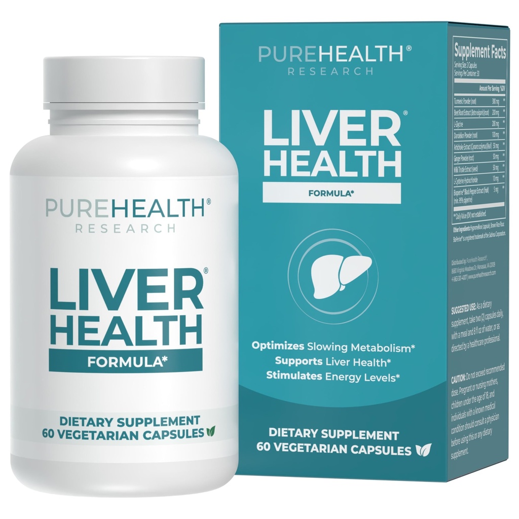 PUREHEALTH VÝZKUM Zdraví jater - Vyčištění jater Detox & Opravy Supplementa- s mléčným bodlákem, Kurkulový prášek, Pampeliška, Artyčok, Kořen řepy, Zázvor, L Cysteine HCL & Více - 60 Kapsle