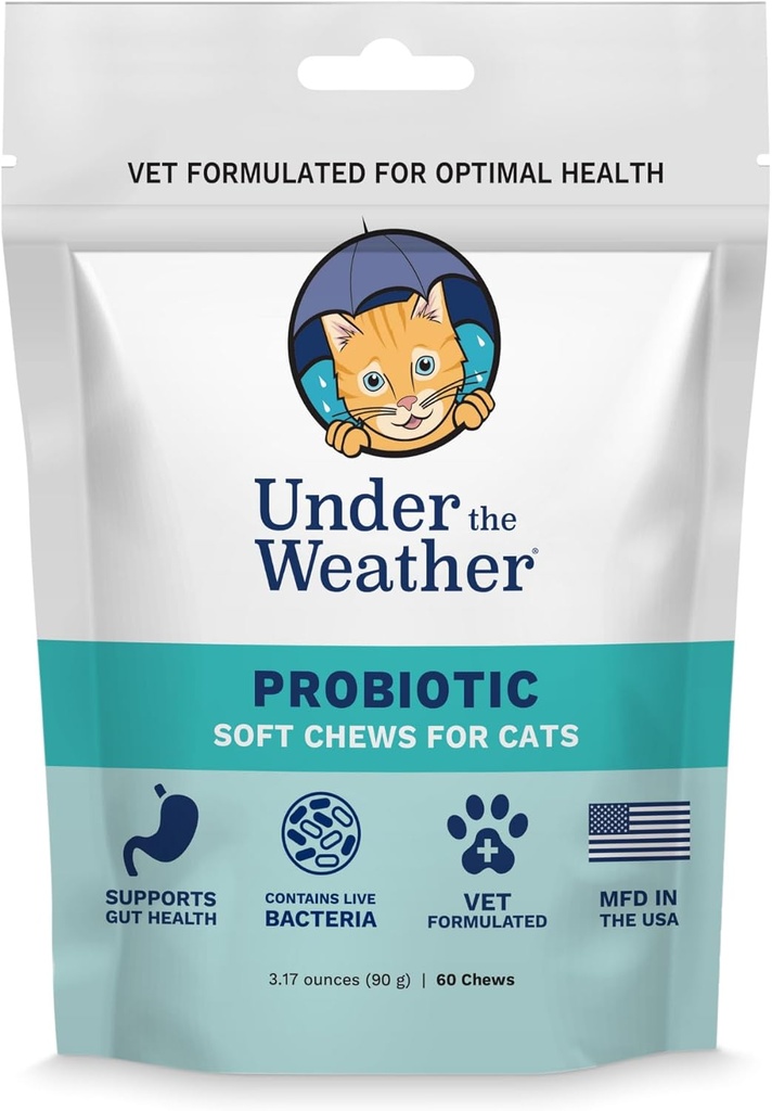 Pod Počasí Pet Probiotické Žvýkačky pro kočky 124; Promotes Normal Digestion, Balance Zdravé Gut zdraví 124; 60 Star Shaped měkké Žvýkačky