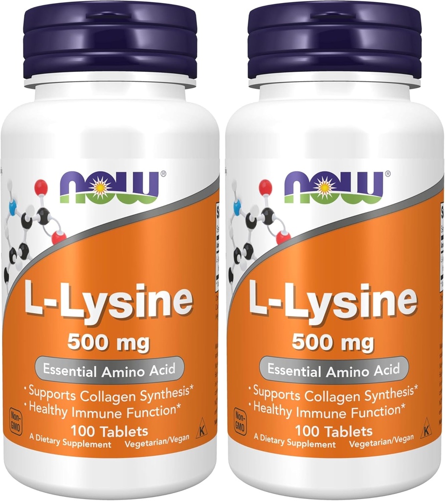Nyní doplňky, L- lysin (L- lysin hydrochlorid) 500 mg, aminokyselina, 100% počet (balení po 2)