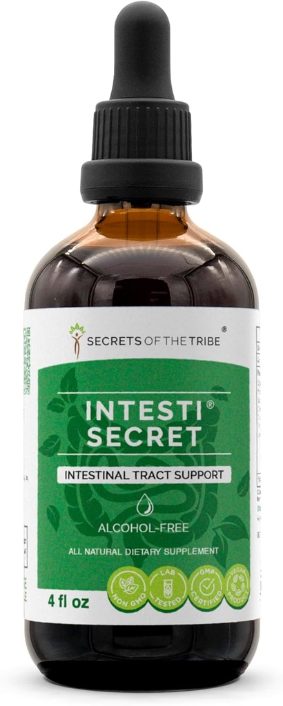 Intesti Secret Alcohol- Free Extract, Peppermint, Pampeliška, Cukety, Ginger, Fennel Seed, Lavender. Glycerite Tincture Intestinal Tract Support (4 fl oz)