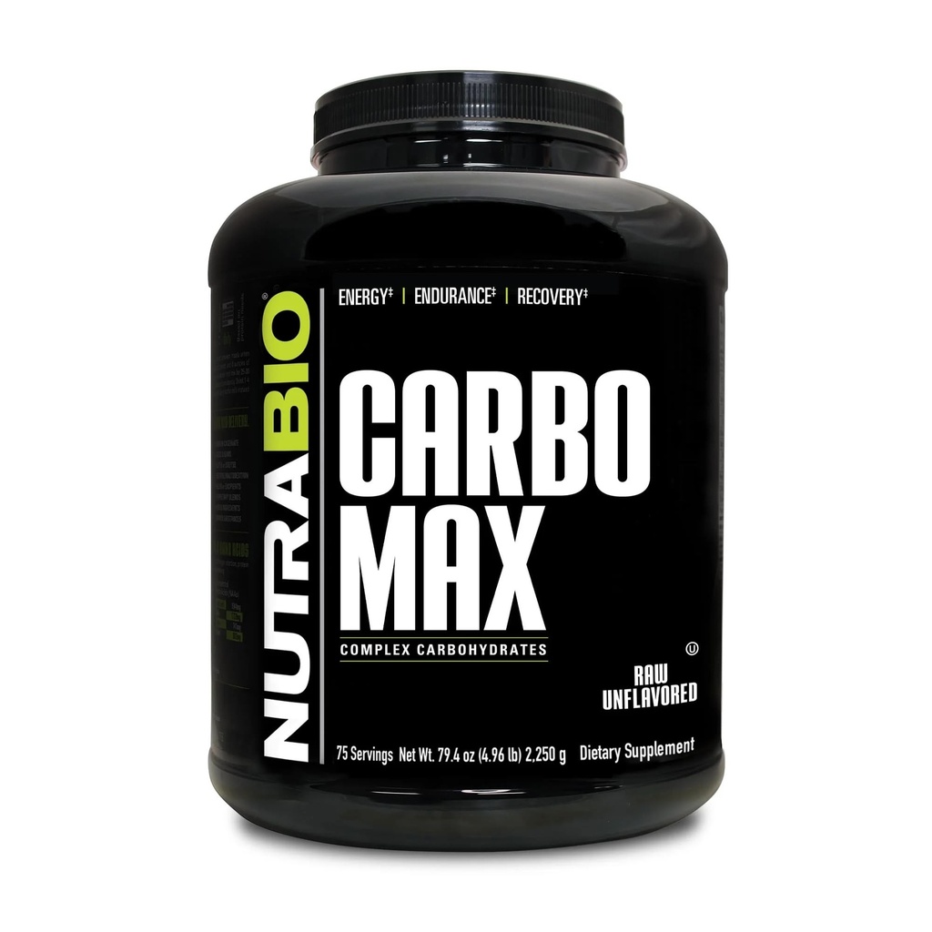 NutraBio CarboMax Maltodextrin Powder - Karbohydrát Prášek pro trvalou energii - Kalorie bohaté na svalovinu a váhový zisk - Neochucené - 5 liber, 75 Služeb