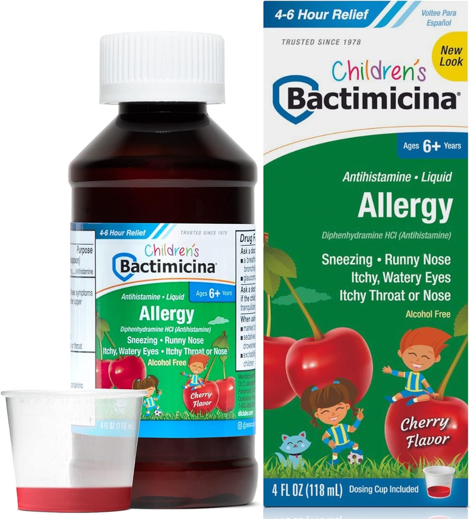 Bactimicina Dětská tekutina - Dětská medicína - Ages 6 and Over - Sweet Cherry Flavor - 4 Fl OZ