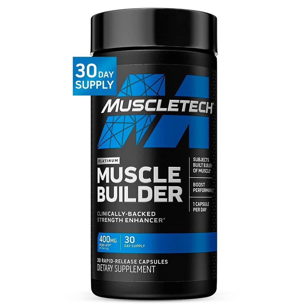 Muscletech Nitric Oxide doplňky pro muže a ženy, Muscle Builder (30 Kapsle) - Nitric Oxide Booster doplněk podporuje svalové zisk a výkon - 400mg špičkový ATP pro zesílenou sílu