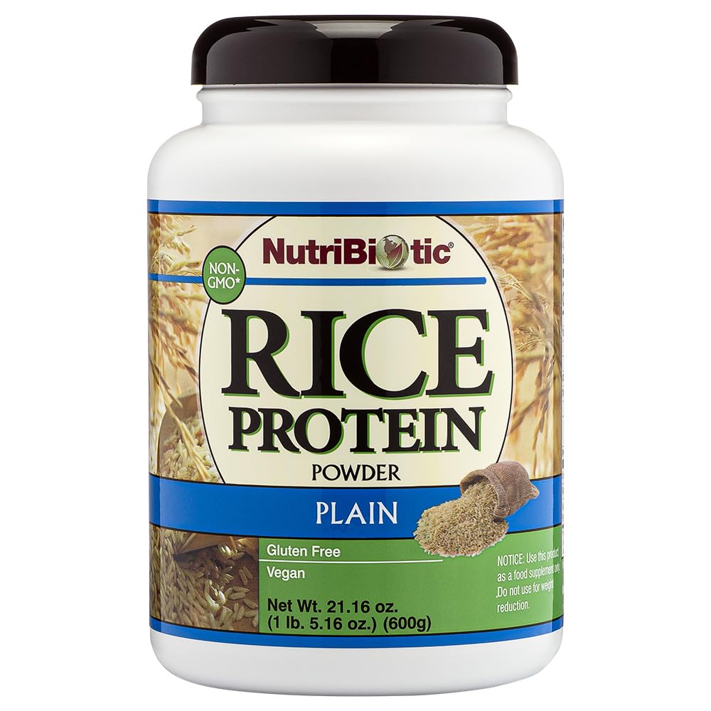 Nutrition Biotic - Plain Rice Protein, 1 Lb 5 oz (600g) - Low Carb, Keto- Friendly, Vegan, Raw Protein Powder - Pěstované a zpracované bez chemických látek, GMO nebo gluten - Snadno stravitelné & Nutrient- Rich