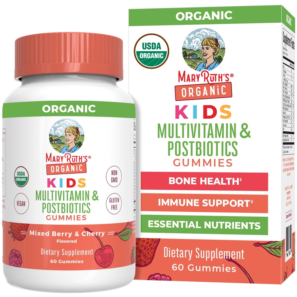 MaryRuth Organics Kids Vitamins PHAR124; USDA Organic PHARMAN124; Multivitamin Gummies + Postbiotika pro věk 4 + GARMAN124; Lactobacillus Rhamnosus PHARMAN124; Vegan PHARMAN124; Non- GMO GAMMAN124; 60 Počet