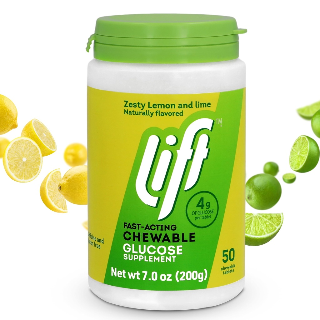 Lift Glucose CLAS124; Fast- acting Glucose Chewable Energy Tablety CLAS124; Lemon & Lime CLAS124; 50 ct Jar (balení po 1)