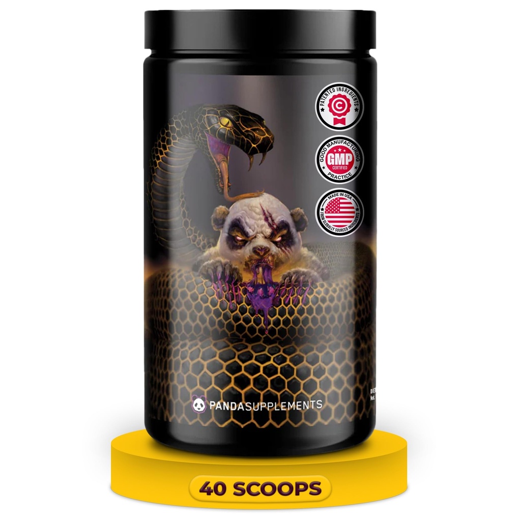 Undergound Bio Labs: Panda Supps Pandamum, Extreme Pre Workout pro maximální výkon, čerpadla, a Focus (40 Scoops) (Grape Bubblegum)