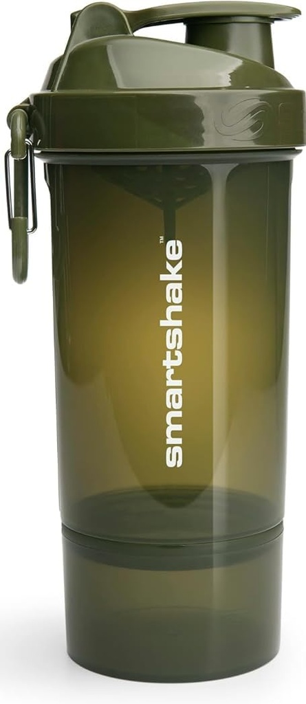 Smartshake O2GO ONE Plastic Protein Shaker Bottle 800 ml OF 124; 27 oz - Leakproof Screw-on Lid - BPA Free - Unisex - Army Green