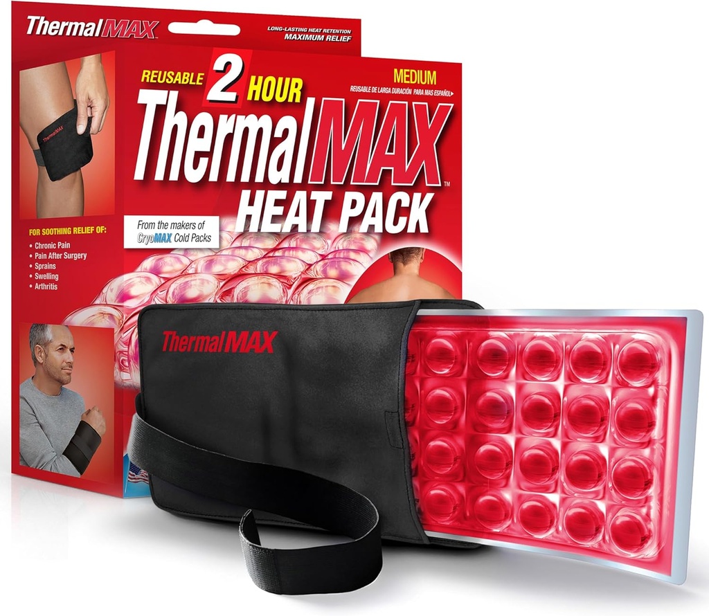 ThermalMax Reuse Teplo Pack - Dlouhé-trvanlivé, Až 2 hodiny terapeutického tepla, Fast- Topení Relief Wrap s nastavitelnými pásky, Nejlepší pro bolest, Muscle Comfort, Knee, Zpět, Hip chirurgie - Střední