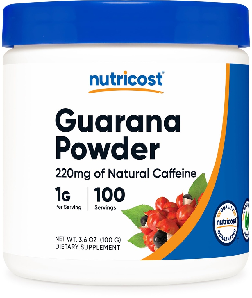 Nutricost Guarana Extract Powder 100 Grams per Bottle - Přírodní brazilský bylinný kofein Energizer Dodatek