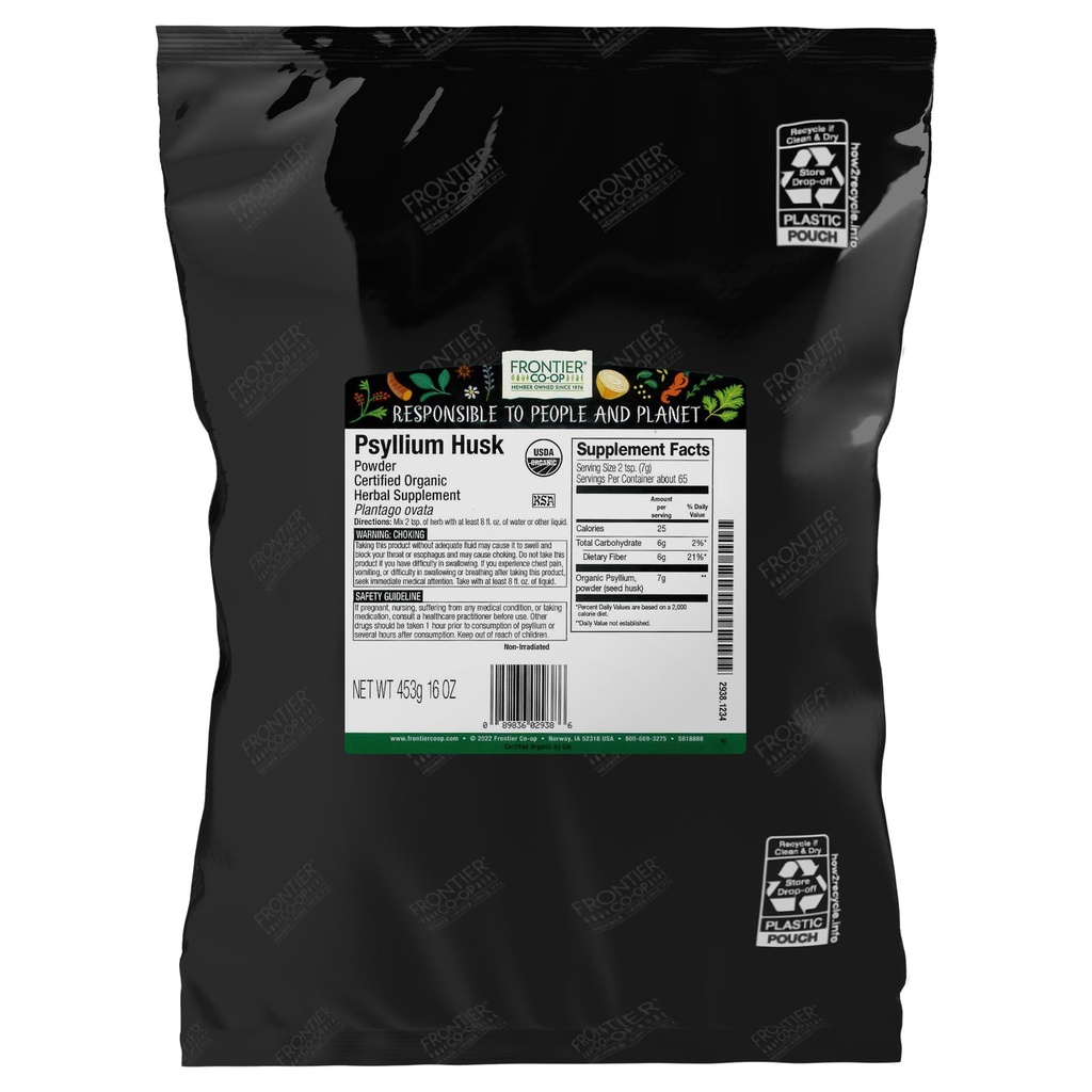Frontier Co- op Organic Psylium Husk Powder 1lb