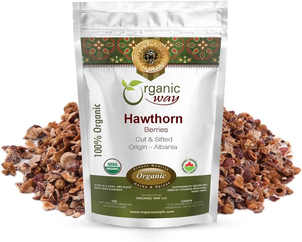 Organic Way Hawthorn Berries Cut & Sifted (Crataegus monogyna) - European Wild- Harvest CLAS124; Organic & Kosher Certified CLAS124; Vegan CLAS124; Non GMO & Gluten Free CLAS124; USDA Certified CLAS124; Původ - Albánie (1 / 4LBS / 4OZ)