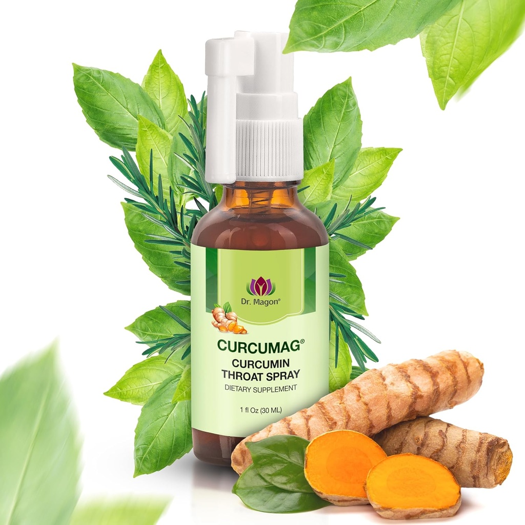 Přírodní kurkumin Krční sprej Dr. Magon, Krční klid, Soothing Krční sprej, imunitní podpora, Extra síla UC3 Čirý Curcuma Longa Dry Extract, 1 Fluid Oz