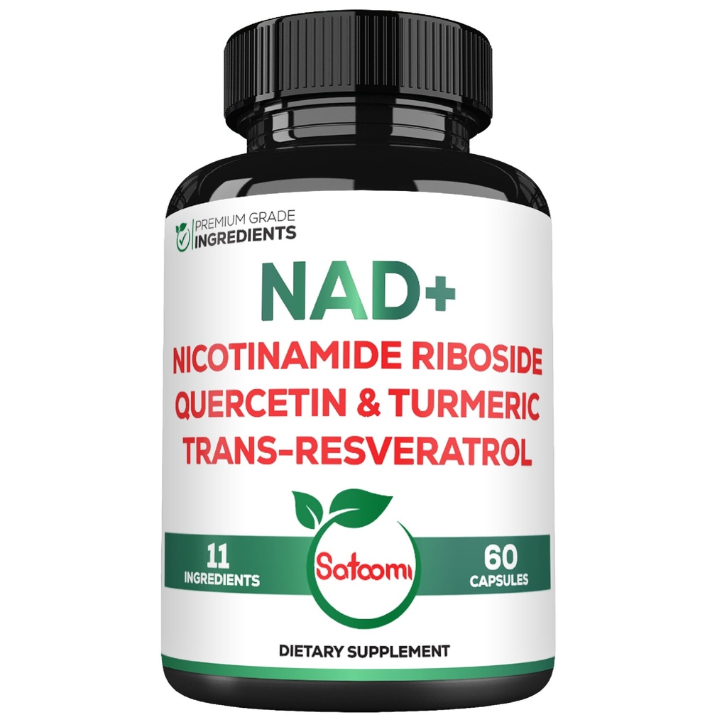 Satoomi NAD dodatek pro ženy - NAD Nikotinamid Riboside Resveratrol 900mg, Quercetin, kurkuma, Astragalus, ženšen, Vitamin D3, Vitamin C - 60 Počet
