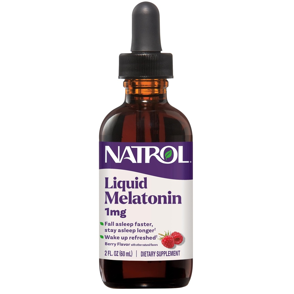 Natrol Liquid melatonin 1 mg, Dospělý melatonin dodatek k pádu spánku rychleji a zůstat spát déle, Probuď se uvolněný, 2 FL OZ Berry-ochucené tekuté, 15 Služebních