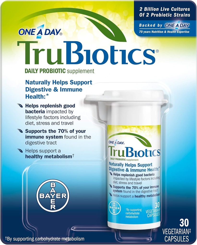 TruBiotics Daily Probiotic 30 Kapsle - Lepek zdarma, Soy Free Digestive + Imunitní zdravotní podpora Dodatek pro muže a ženy (Balení po 3)