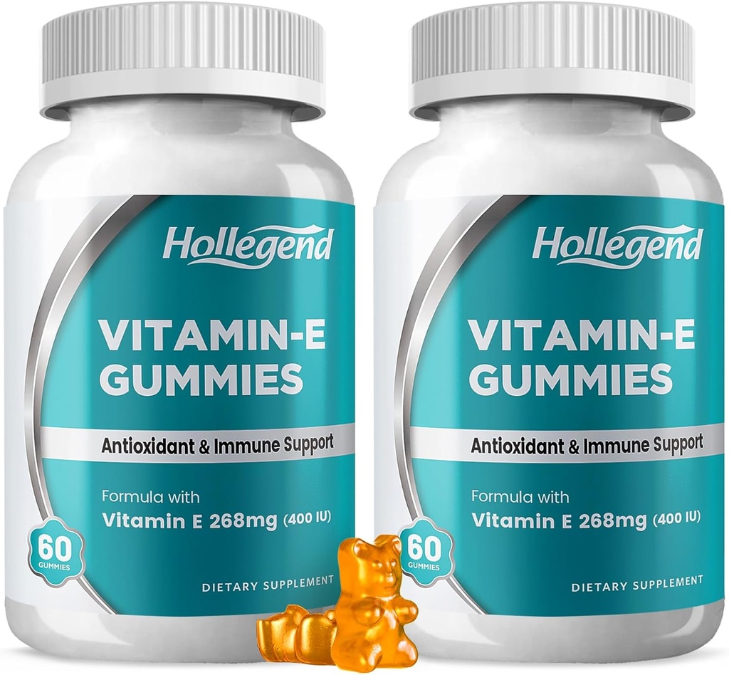 Vitamin E Gummies 268mg 400 IU, přírodní vitamín E Žvýkací doplněk pro dospělé, ženy a muže, kůže a imunitní zdraví, antioxidant, Orange Flavor, 120 Počet