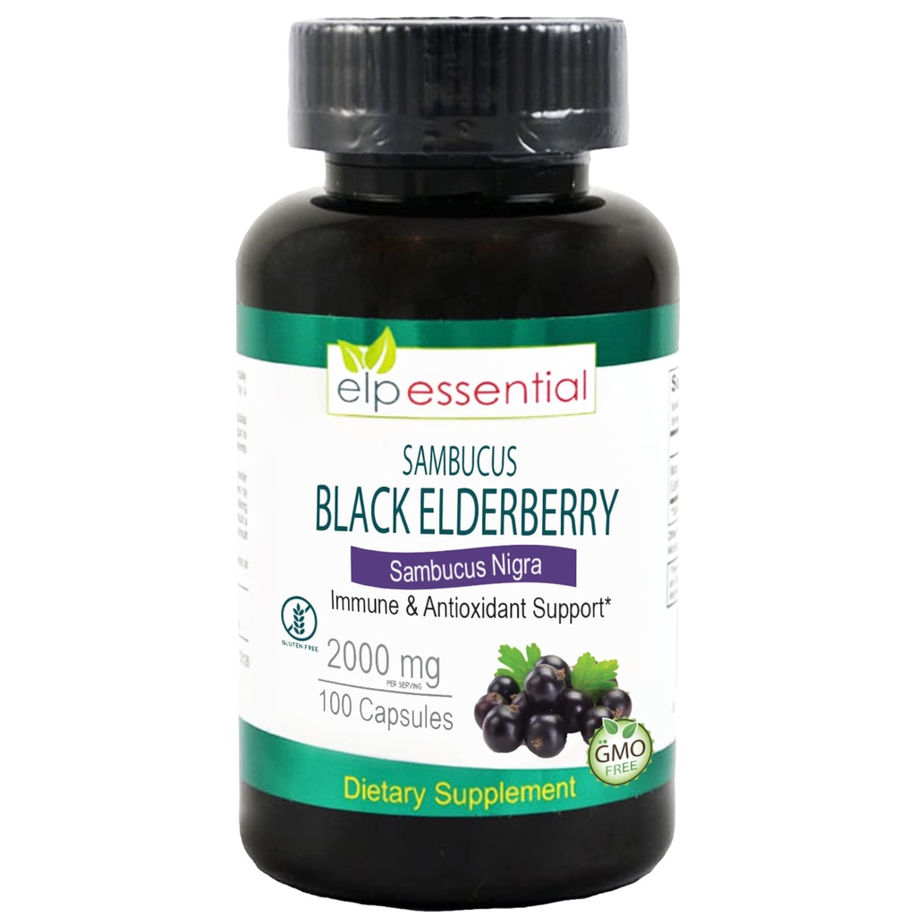 ELP ESSENTIAL Black Elderberry Kapsle 2000mg PHARMAN 124; 100 GARMAN 124; Super koncentrát Sambucus Extract, Antioxidant a imunitní
