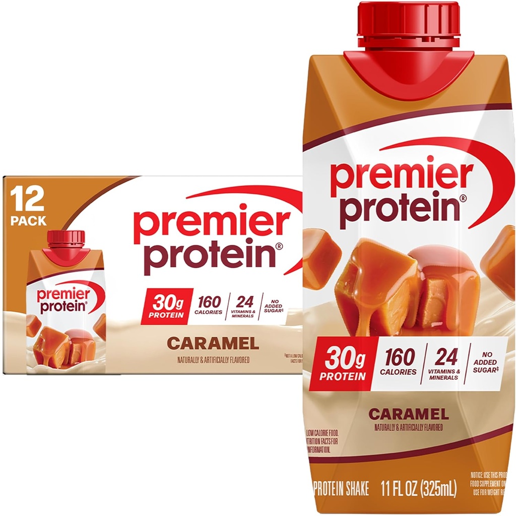 Premier Protein Shake, Karamel, 30g Protein, 11 fl oz, balení po 12 (Balení květen Vary)