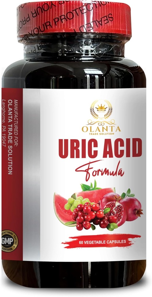 Lower uric Acid - URIC Acid Formula - Milk Thistle Supplement, Tart Cherry, Green Coffee Beans, Citric Acid, Celery Seed, Pomegranate, Turmeric, antioxidant Pills - 1 Bottle 60 Capsules