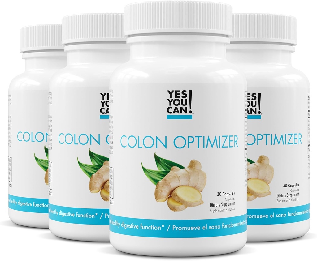 Ano, můžeš! Probiotika Kolon Optimizer Doplněk - Gut zdraví a žaludek Dodatek pro muže a ženy, Organic Probiotika se zázvorem a Peppermint pro stravovací zdraví, 30 Kapsle - 4 Pack