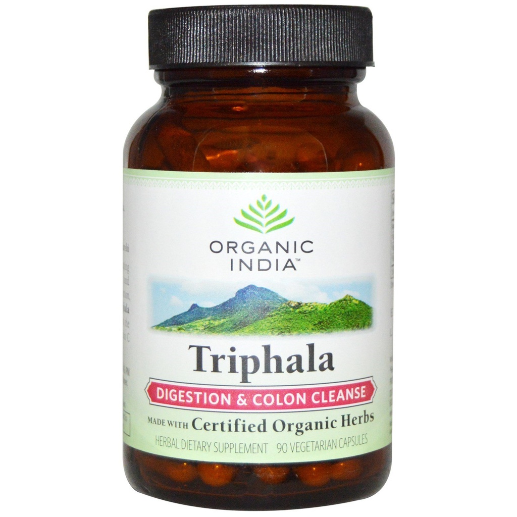 ORGANIC INDIA Triphala Kapsle Organic - Bylinný dodatek s Amla, Bibhitaki, Haritaki, Digestion & Colon Podpora, Imunitní systém Podpora, Adaptogen, Vegan, USDA Certified Organic - 90 Kapsle