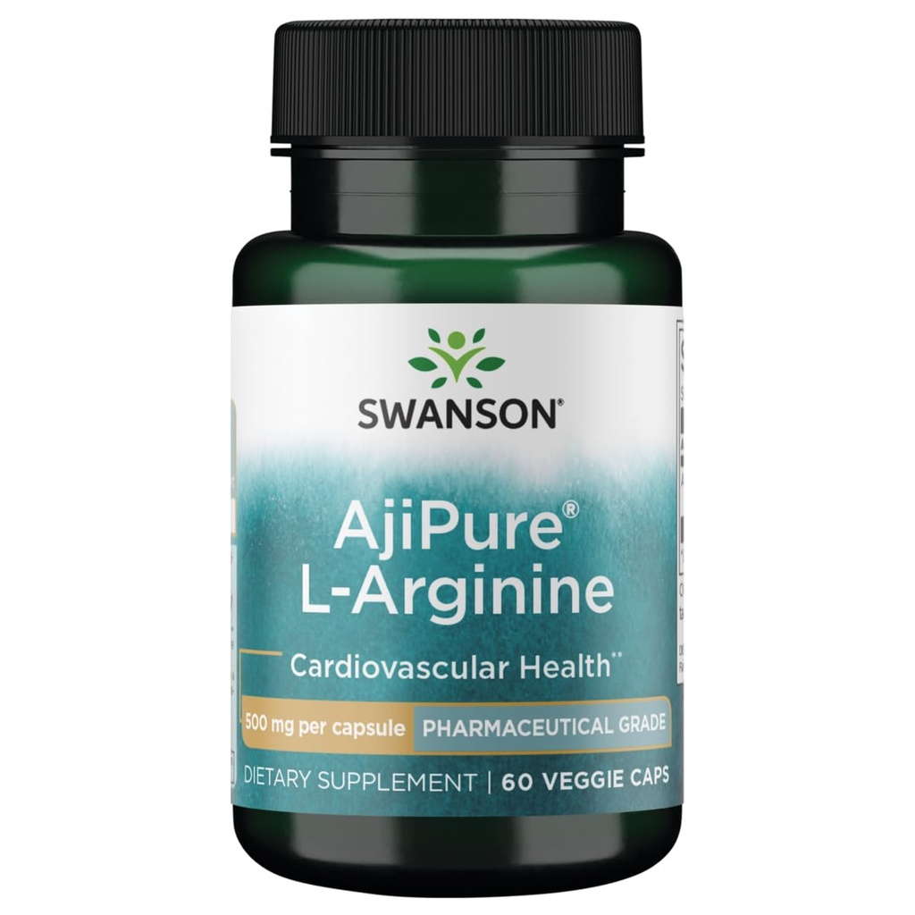 Swanson Amino Acid Ajipure L- Arginin Farmaceutický stupeň 500 miligramů 60 Veg Kapsle